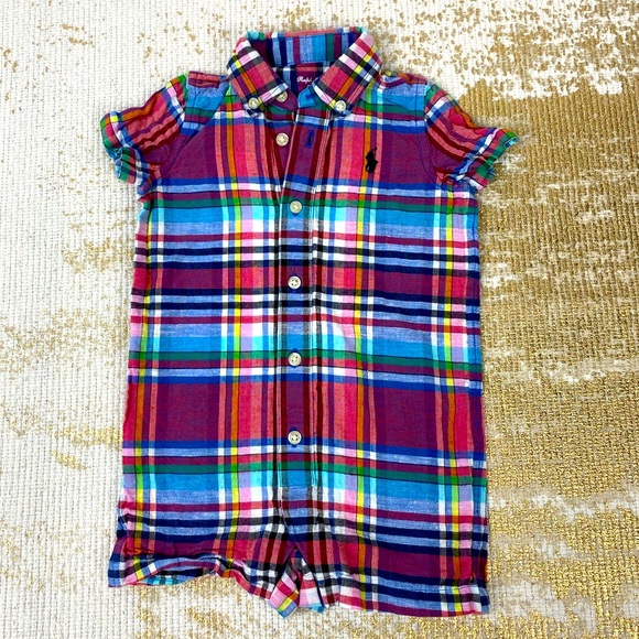 Ralph Lauren Other - Ralph Lauren Baby Boy Plaid Romper | 6 Month